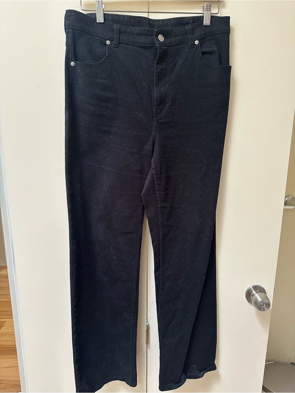 Divided Black Straight-Leg Chinos